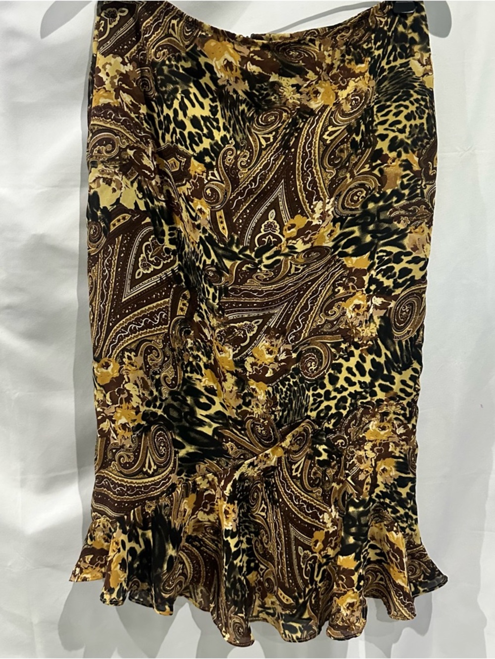 Paisley Leopard Ruffle Hem Skirt